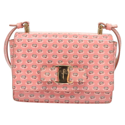 Salvatore Ferragamo Vala Shoulder Bag Patent Leather, PINK, PATENT_LEATHER, Shoulder bag