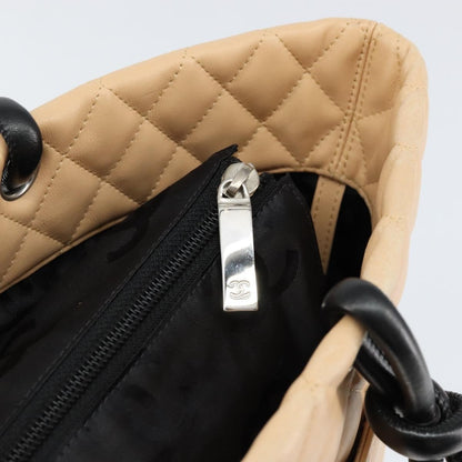 Chanel Cambon Tote Quilted Leather, BEIGE, LEATHER, Tote bag