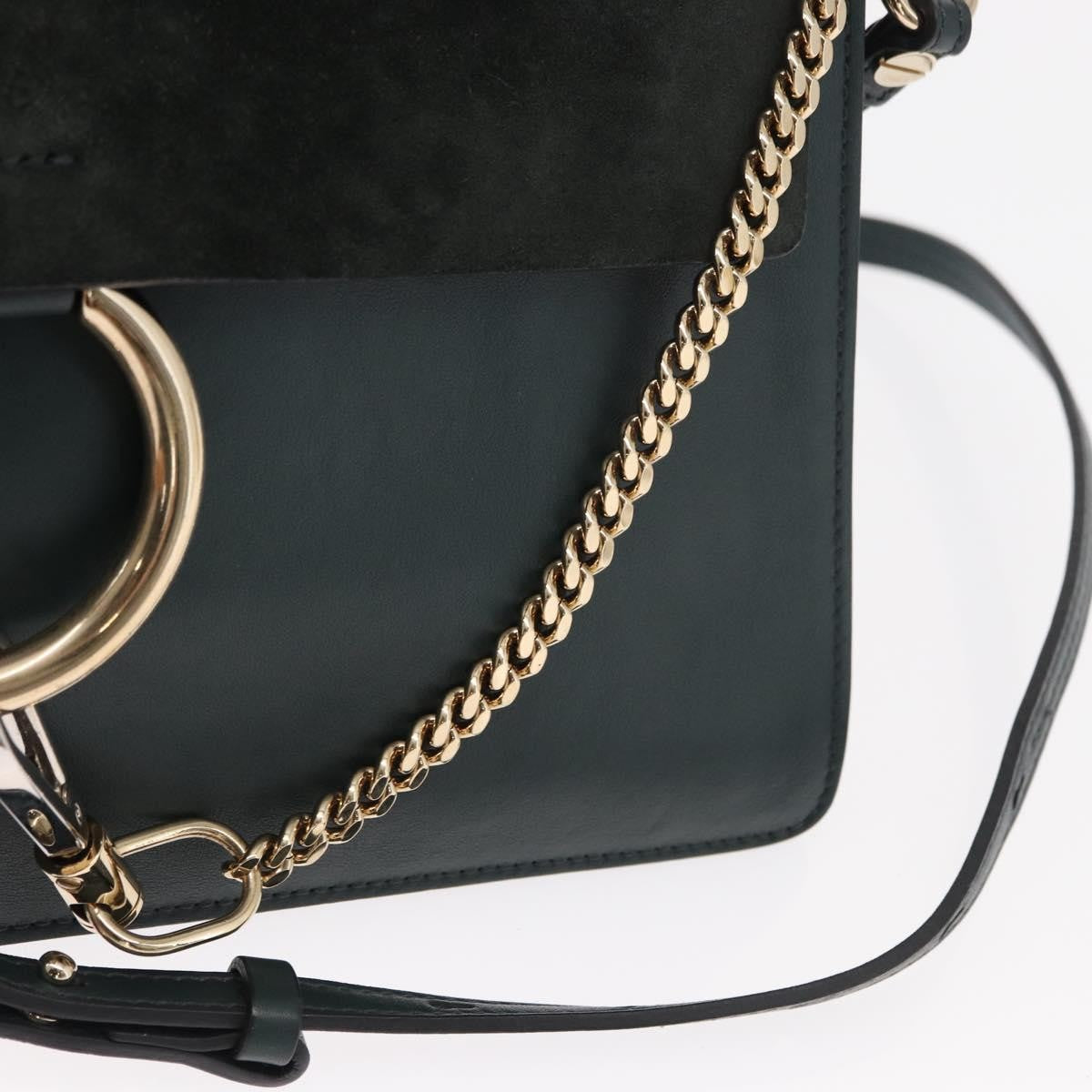 Chloe Faye Shoulder Bag Leather and Suede, KHAKI, SUEDE, Shoulder bag