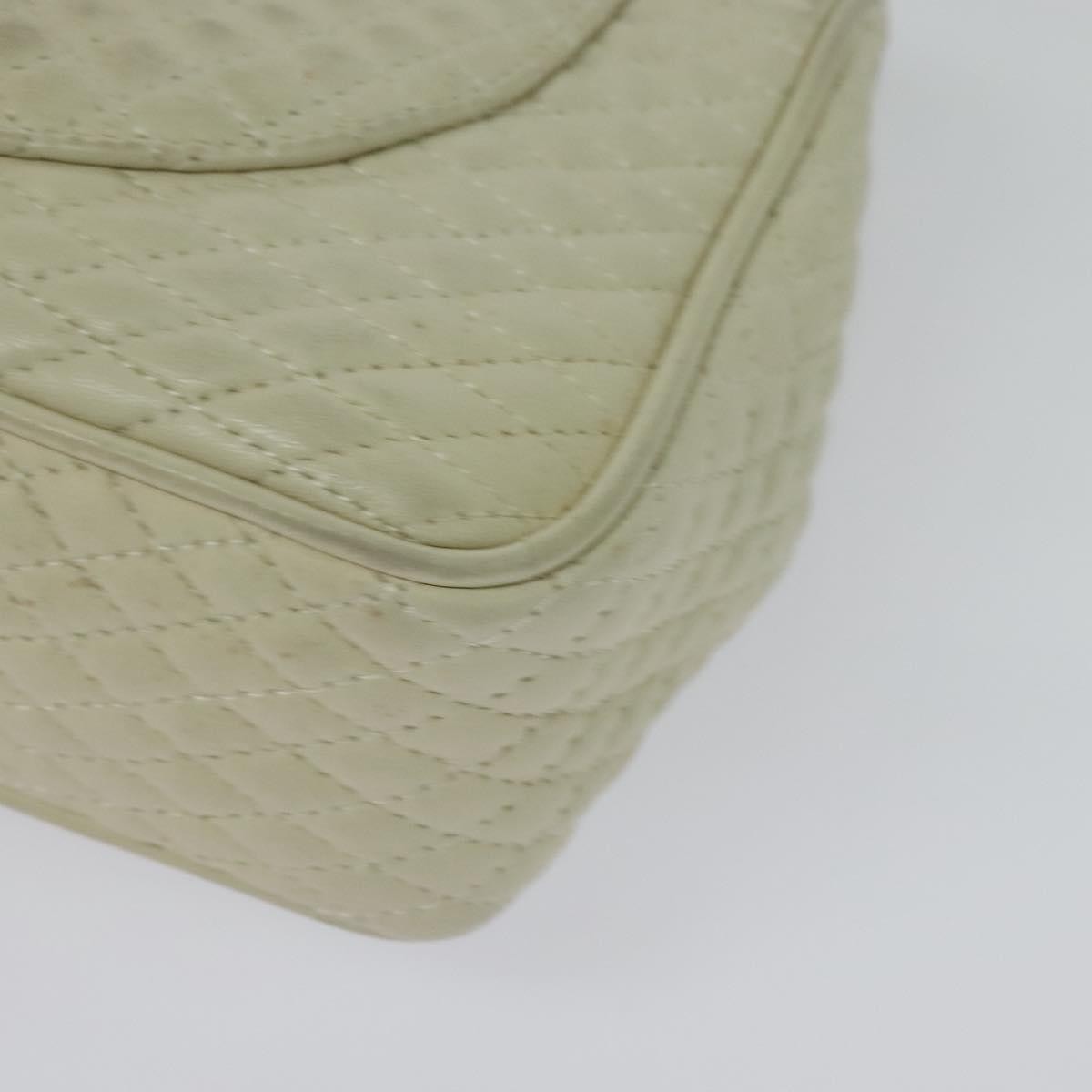 Bally Vintage Chain Shoulder Bag Quilted Leather, White, Leather, Shoulder Bag