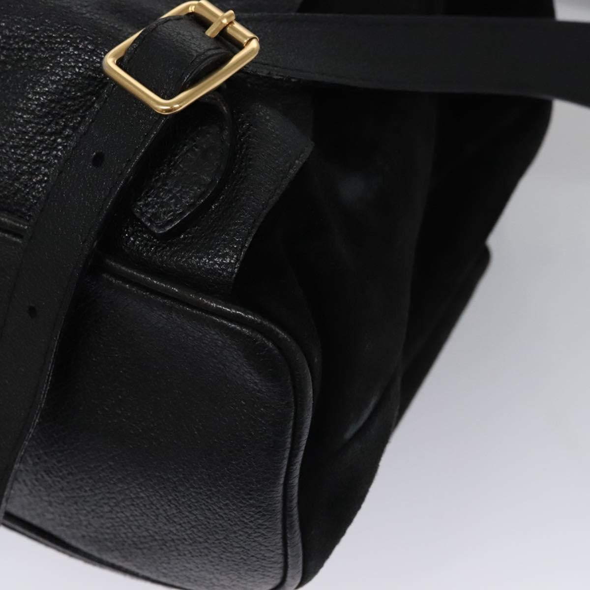 Gucci Vintage Bamboo Backpack Leather, BLACK, SUEDE, Backpack