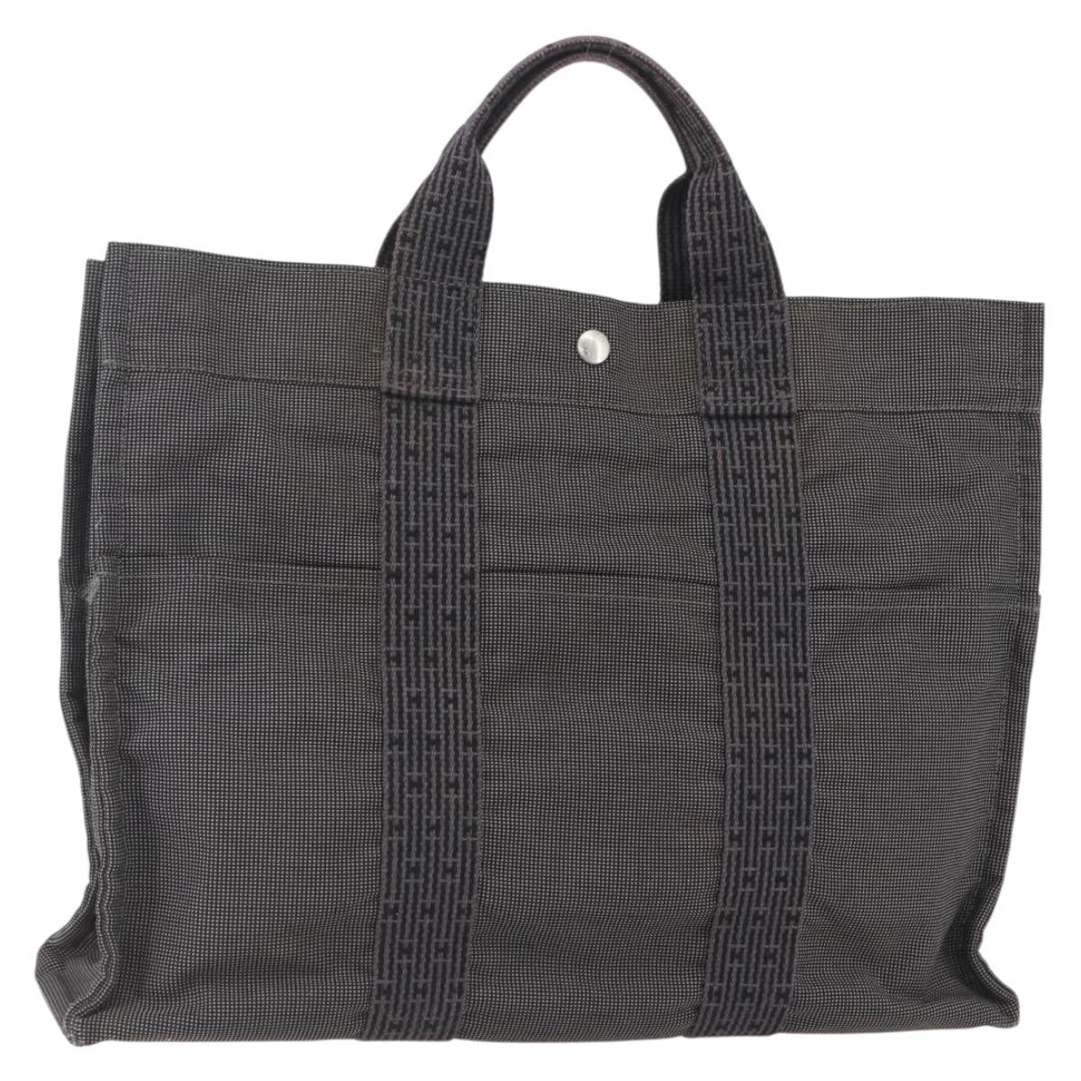 Hermes Fourre-tout Herline Canvas, GRAY, CANVAS, Tote bag