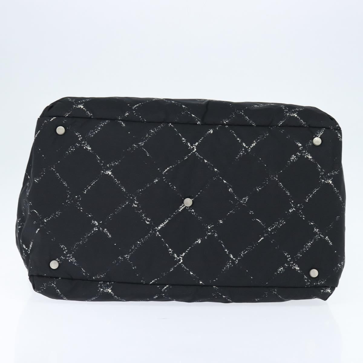 Chanel Travel Line Boston Bag Printed Nylon, BLACK, NYLON, Travel bag