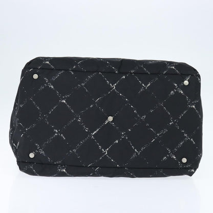 Chanel Travel Line Boston Bag Printed Nylon, BLACK, NYLON, Travel bag