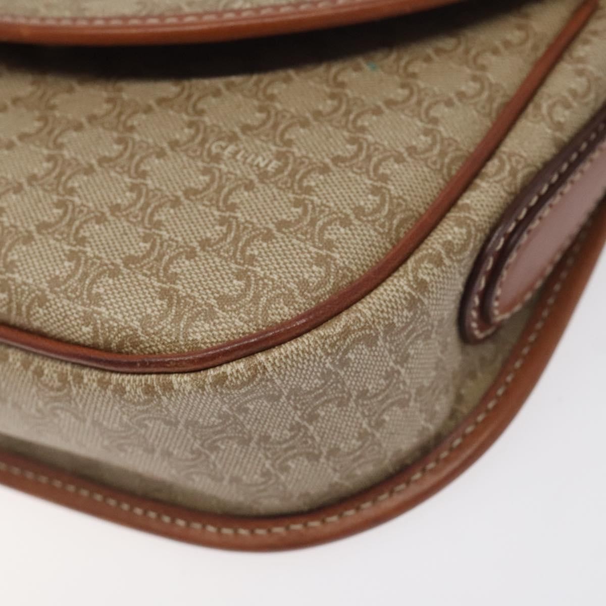 Celine Vintage Macadam Shoulder Bag Canvas, BEIGE, PVC, Shoulder bag