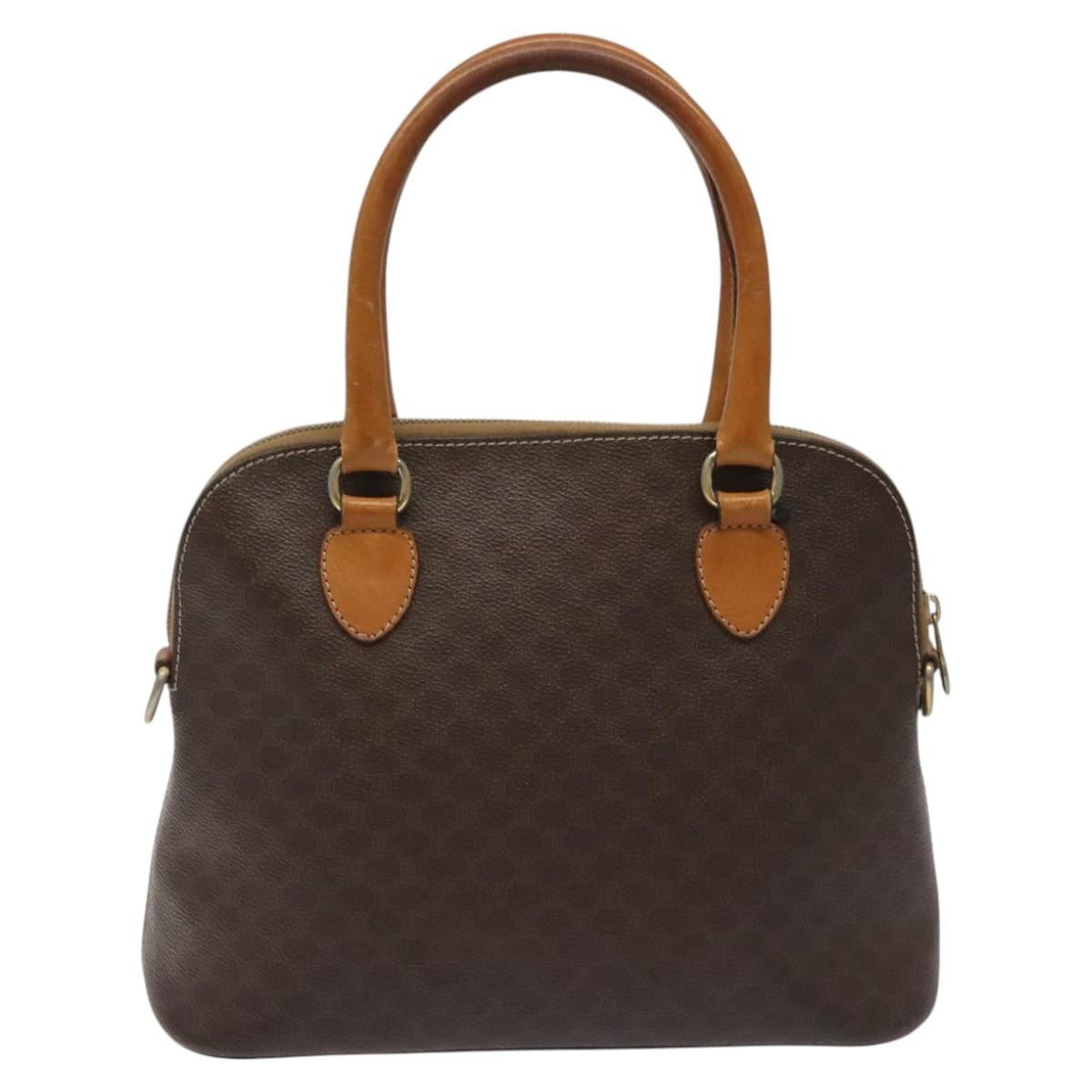Celine Vintage Macadam Handbag Canvas, BROWN, CANVAS, Handbag