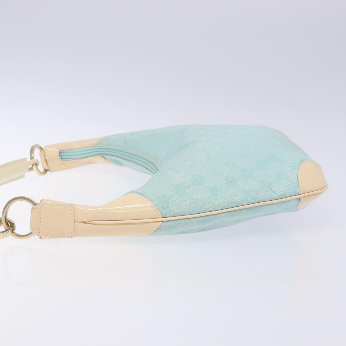 Gucci Vintage Zip Hobo GG Canvas and Patent, BLUE, CANVAS, Shoulder bag