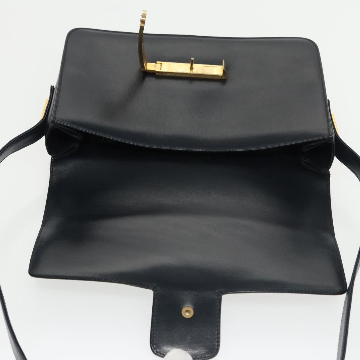 Gucci Vintage Shoulder Bag Leather, NAVY, LEATHER, Shoulder bag