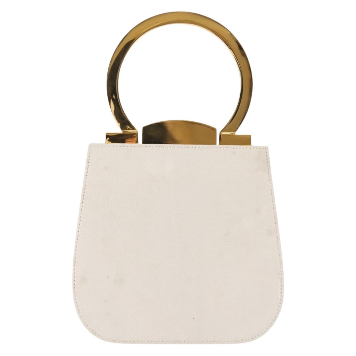 Salvatore Ferragamo Gancini mini handbag Leather, WHITE, LEATHER, Handbag