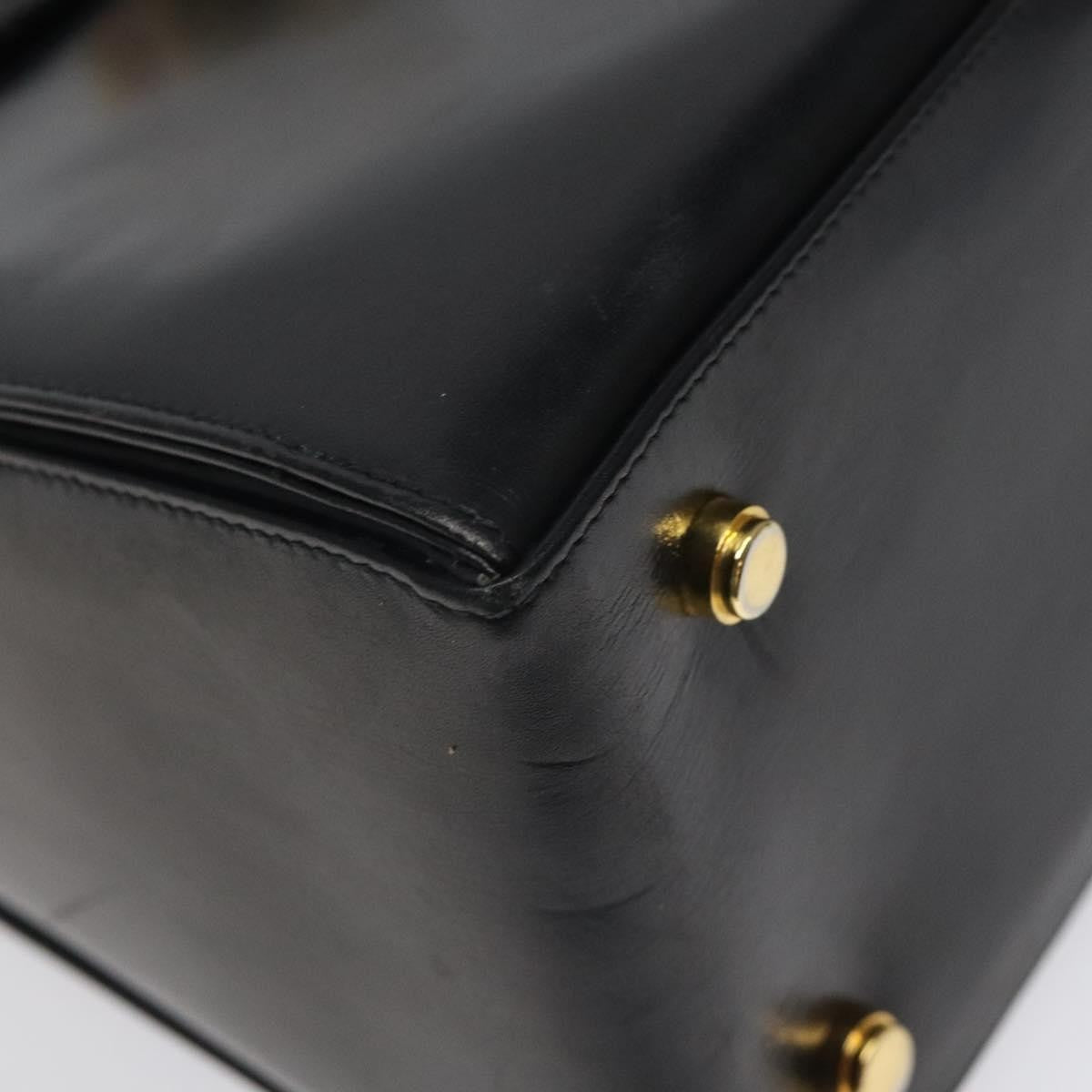 Salvatore Ferragamo Gancini handbag Leather, BLACK, LEATHER, Handbag