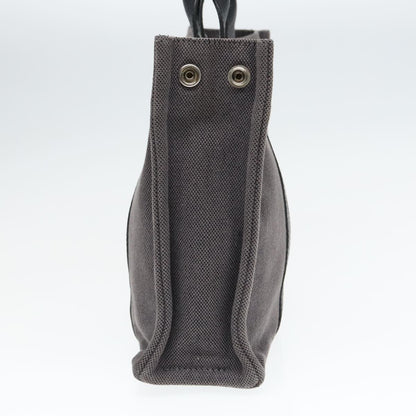 Hermes Sac Harnais Tote Toile and Leather, GRAY, CANVAS, Tote bag
