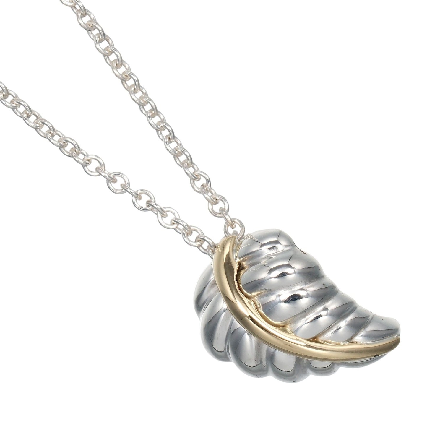 Tiffany & Co. Leaf Pendant Necklace Silver 925 and K18 Yellow Gold, SILVER, SILVER, Necklace