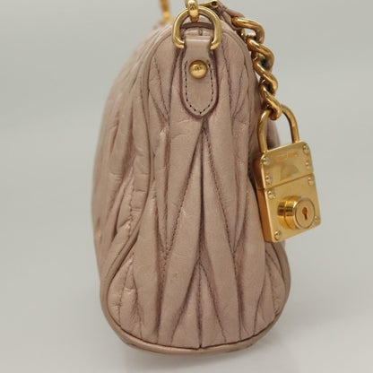 Miu Miu Zip Crossbody Bag Matelasse Leather, PINK, LEATHER, Shoulder bag