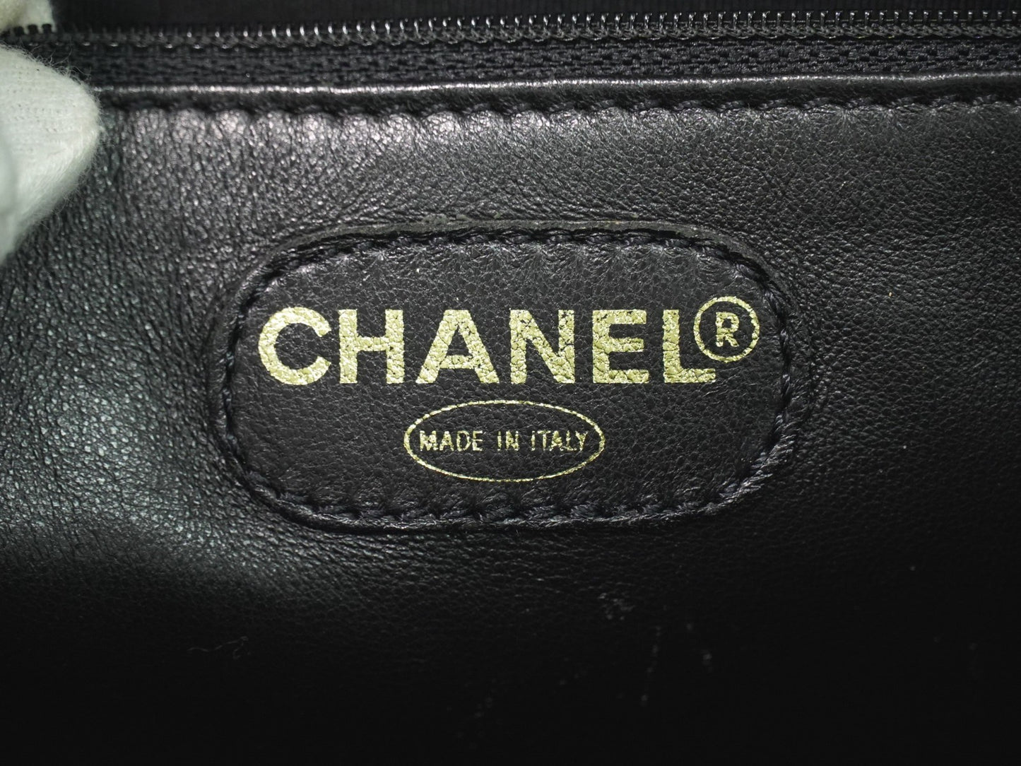Chanel Vintage Logo Tote Leather, BLACK, LEATHER, Tote bag