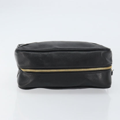 Chanel Vintage Toiletry Pouch Leather, Black, Leather, Clutch