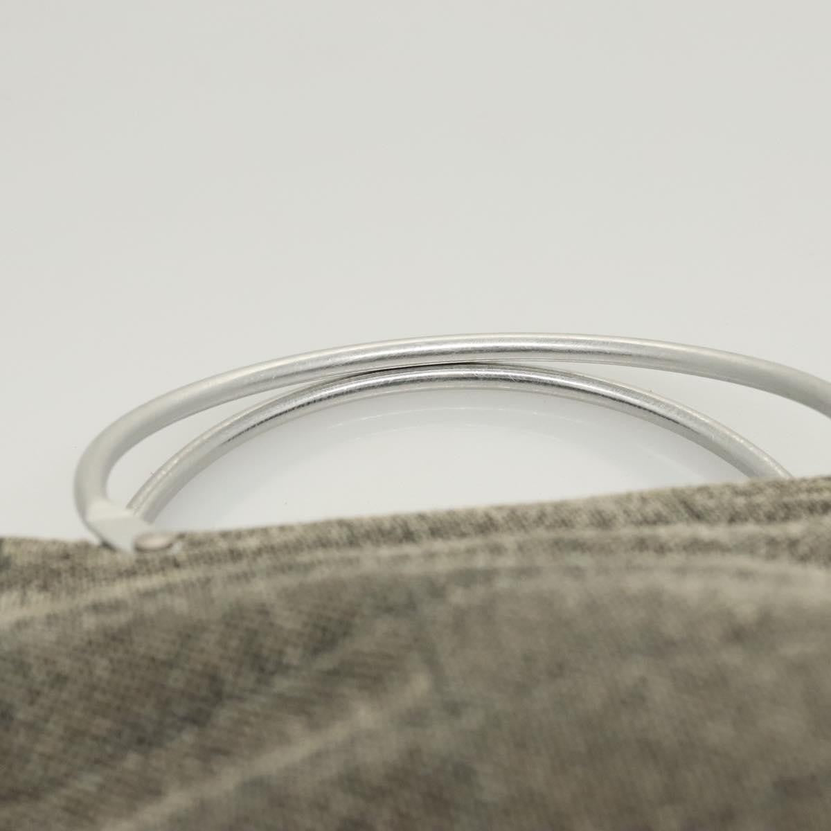 Chanel Vintage Chocolate Bar Metal Ring Tote Quilted Canvas, GRAY, CANVAS, Handbag