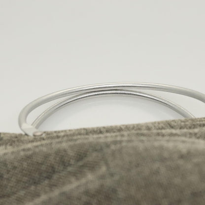 Chanel Vintage Chocolate Bar Metal Ring Tote Quilted Canvas, GRAY, CANVAS, Handbag