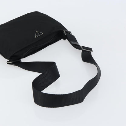 Prada Flat Messenger Bag Tessuto, BLACK, NYLON, Shoulder bag