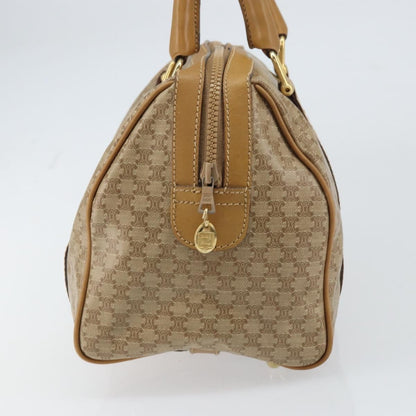 Celine Vintage Macadam Handbag Canvas and Leather, BEIGE, CANVAS, Handbag