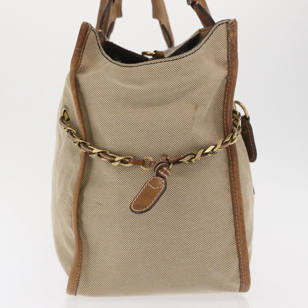 Chloe Harley Handbag Canvas with Leather, BEIGE, CANVAS, Handbag