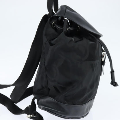 Salvatore Ferragamo Flap Buckle Backpack Printed Neoprene, Black, Nylon, Backpack
