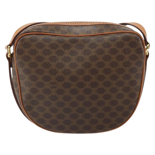 Celine Vintage Macadam Shoulder Bag Canvas and Leather, BROWN, CANVAS, Shoulder bag