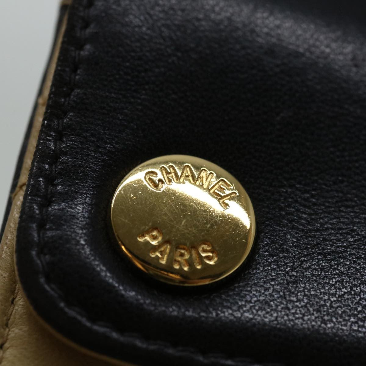 Chanel Vintage Button Waist Bag Quilted Lambskin, BEIGE, LEATHER, Shoulder bag