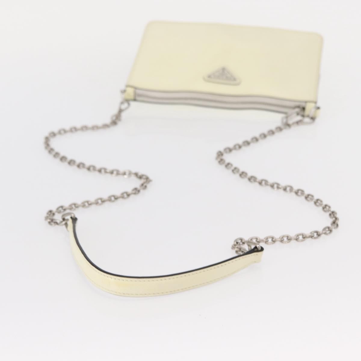 Prada Chain Crossbody Bag Vernice Saffiano Leather, WHITE, LEATHER, Shoulder bag