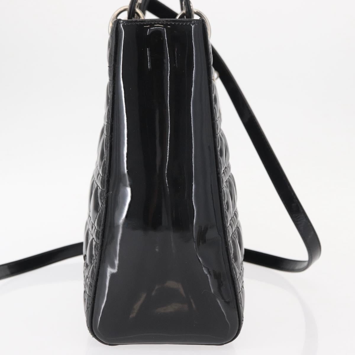 Christian Dior Lady Dior Bag Cannage Quilt Patent, BLACK, PATENT_LEATHER, Handbag