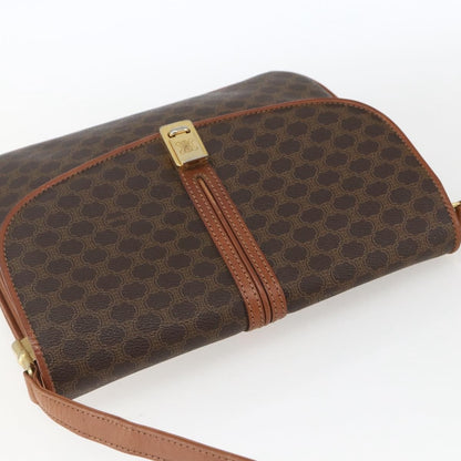 Celine Vintage Macadam Shoulder Bag Canvas and Leather, BROWN, CANVAS, Shoulder bag