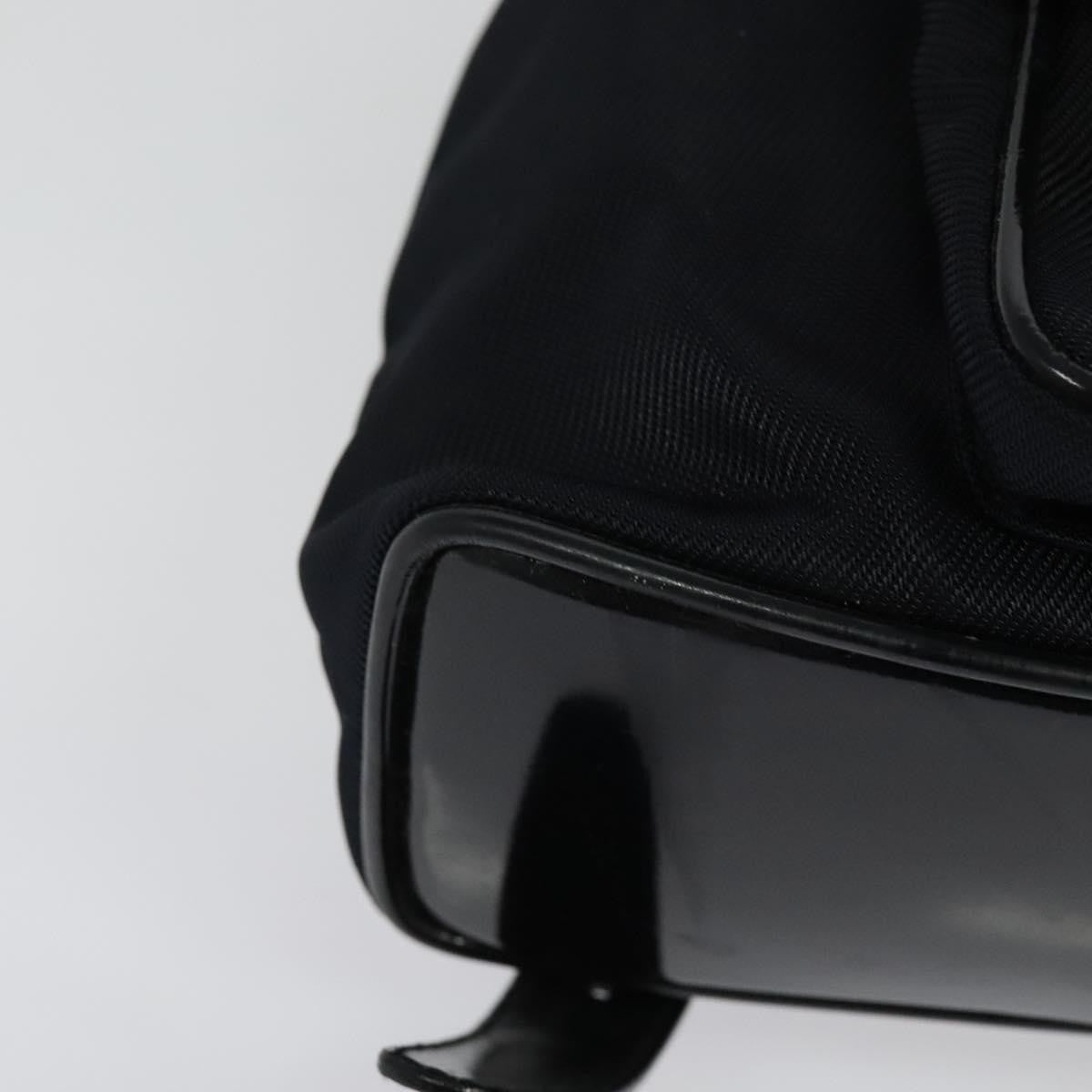 Gucci Vintage Bamboo Backpack Nylon and Patent Leather, BLACK, NYLON, Backpack