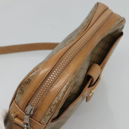 Celine Vintage Macadam Shoulder Bag Canvas and Leather, Beige, Canvas, Shoulder Bag