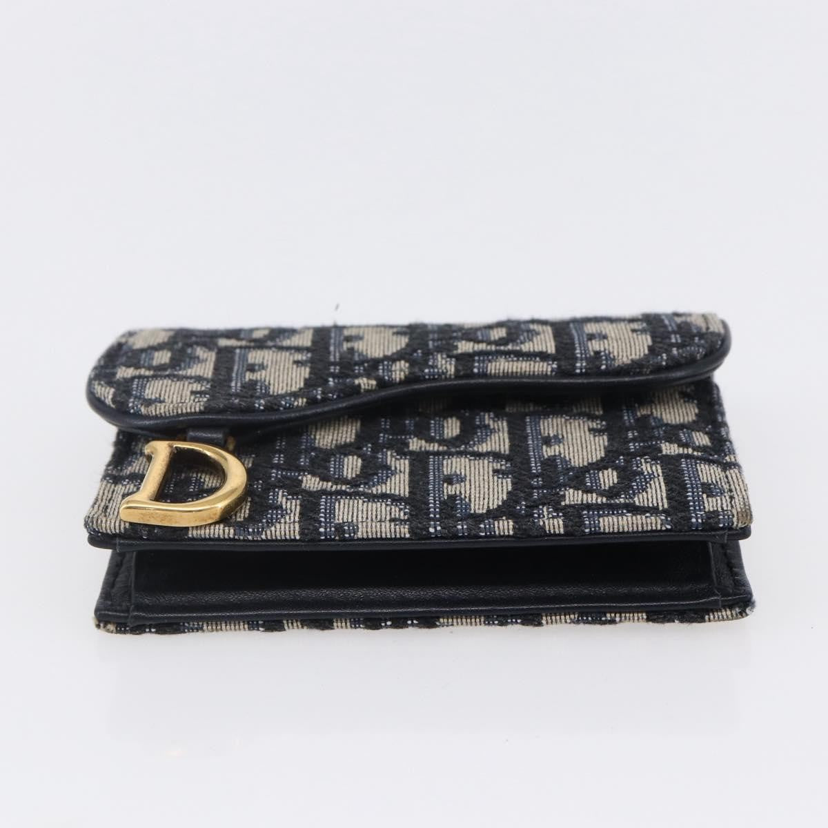 Christian Dior Saddle Card Case Oblique Canvas, NAVY, CANVAS, Card Holders