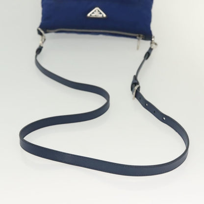 Prada Flat Messenger Tessuto with Leather, Blue, Nylon, Shoulder Bag