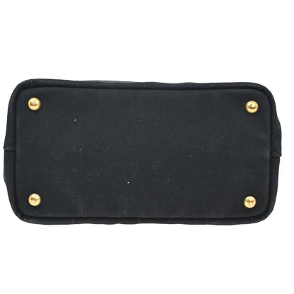 Prada Canapa Convertible Tote Canvas, BLACK, CANVAS, Tote bag