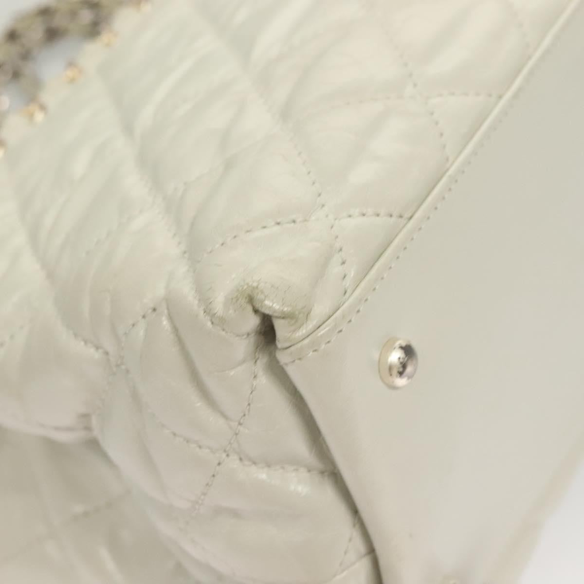 Chanel Chain Me Tote Quilted Calfskin, WHITE, LEATHER, Tote bag