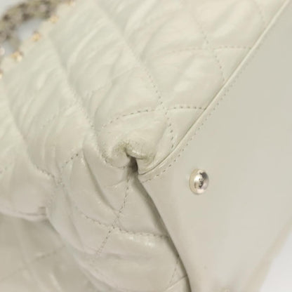 Chanel Chain Me Tote Quilted Calfskin, WHITE, LEATHER, Tote bag