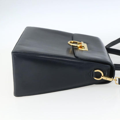 Salvatore Ferragamo Gancini Convertible Top Handle Bag Leather, NAVY, LEATHER, Handbag