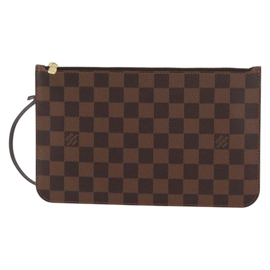 Louis Vuitton Neverfull Pochette Damier, BROWN, CANVAS, Clutche & pouche