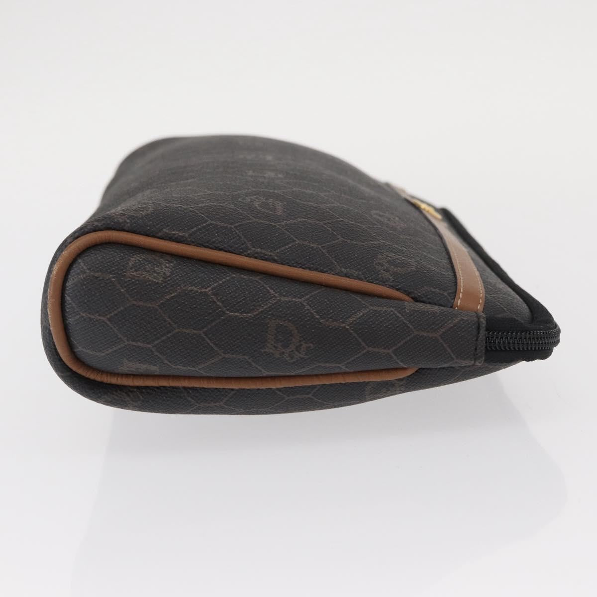 Christian Dior Vintage Honeycomb Zip Pouch Coated Canvas, BLACK, PVC, Clutche & pouche