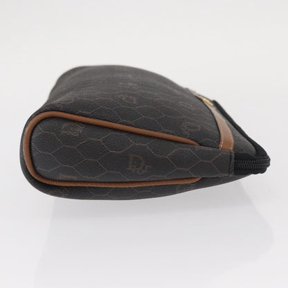 Christian Dior Vintage Honeycomb Zip Pouch Coated Canvas, BLACK, PVC, Clutche & pouche