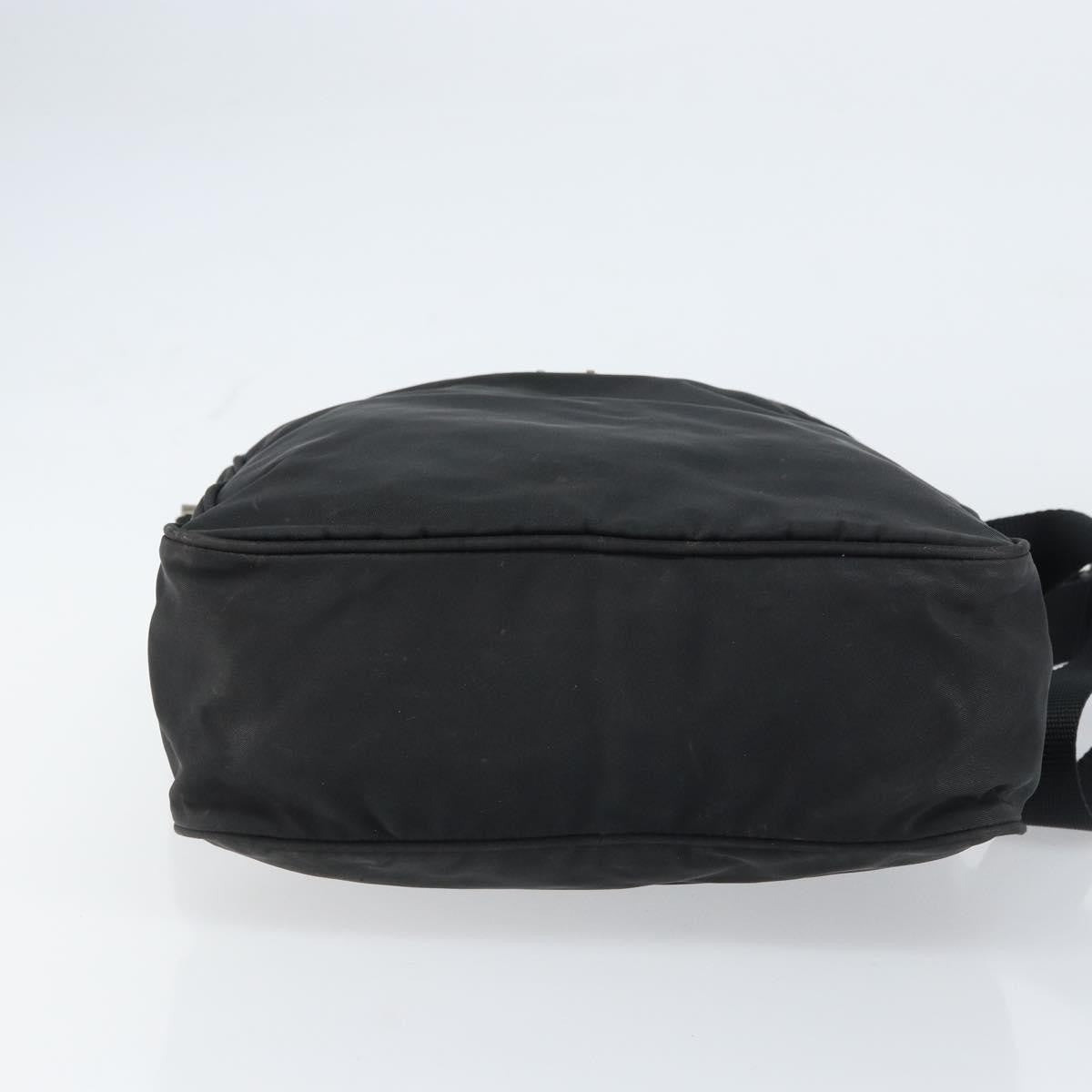 Prada Front Pocket Zip Messenger Bag Tessuto with Saffiano Leather, Black, Nylon, Shoulder Bag