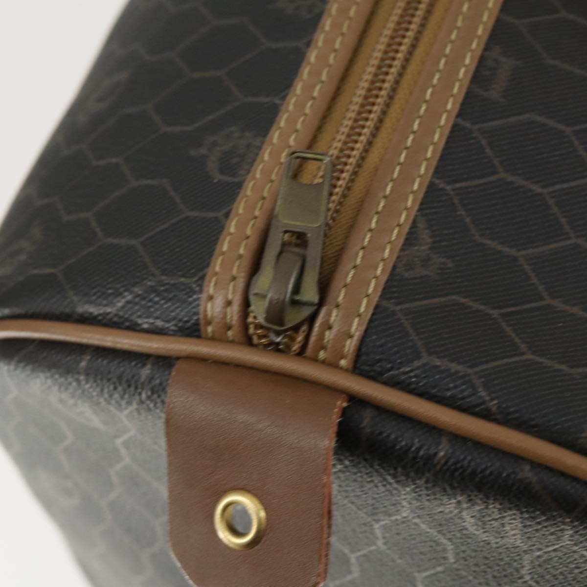Christian Dior Vintage Honeycomb Boston bag Canvas and Leather, BLACK, CANVAS, Travel bag