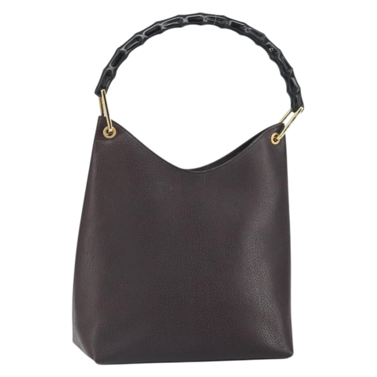Gucci Vintage Bamboo Hobo Leather, BROWN, LEATHER, Shoulder bag
