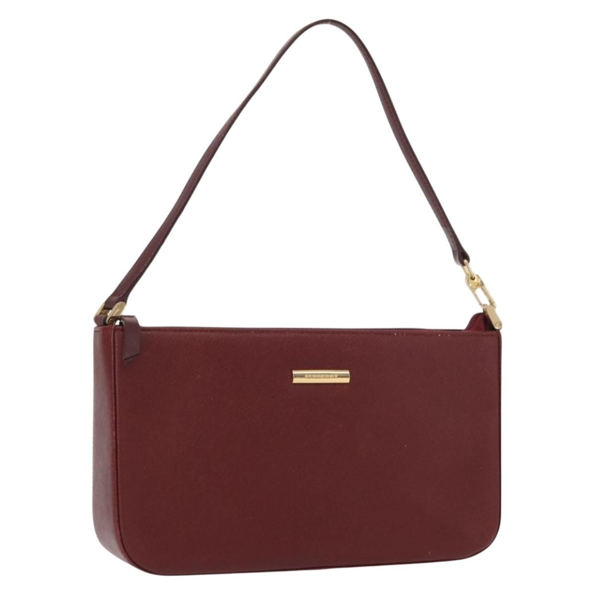 Burberry Vintage Shoulder Bag Leather, BURGUNDY, LEATHER, Shoulder bag