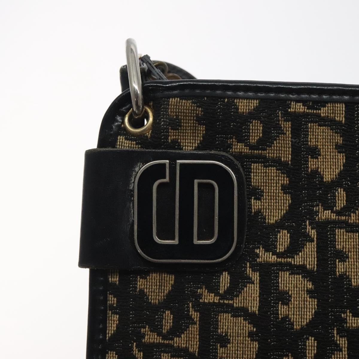 Christian Dior Vintage Trotter Shoulder Bag Canvas, NAVY, CANVAS, Shoulder bag