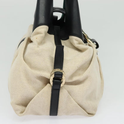 Bvlgari Chandra Hobo Canvas and Leather, BEIGE, CANVAS, Shoulder bag