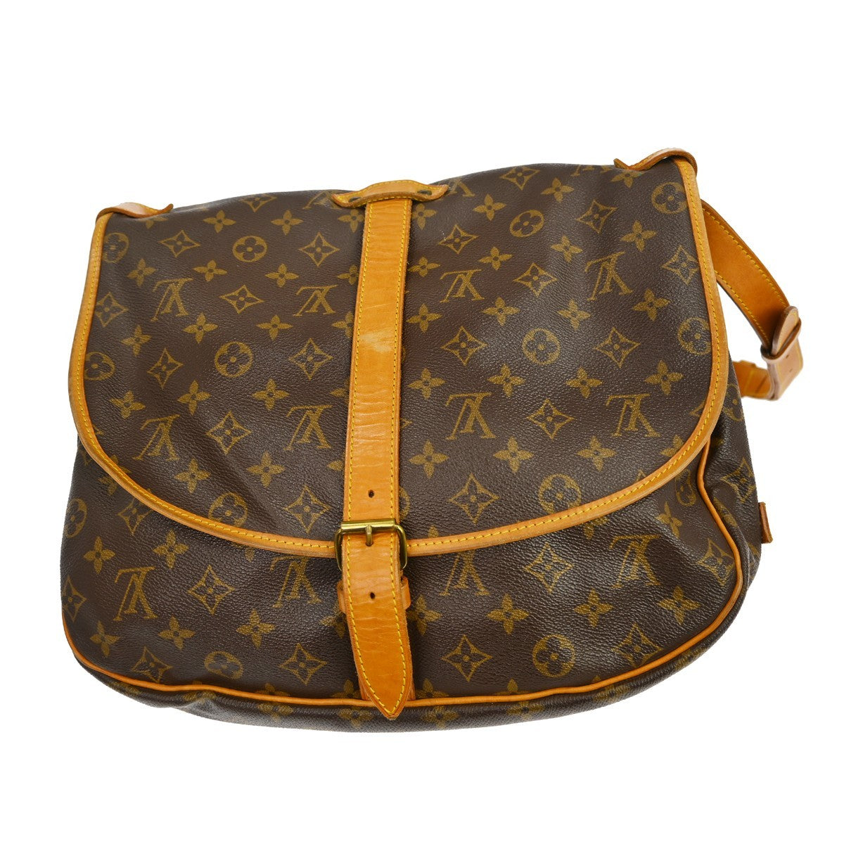 Louis Vuitton Saumur Handbag Monogram Canvas, Brown, Canvas, Shoulder Bag