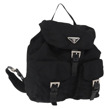 Prada Double Front Pocket Backpack Tessuto, BLACK, NYLON, Backpack