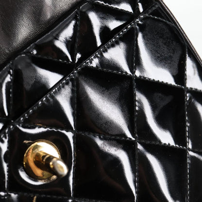 Chanel Vintage Square Front Pocket Camera Bag Quilted Patent, BLACK, PATENT_LEATHER, Crossbody bag